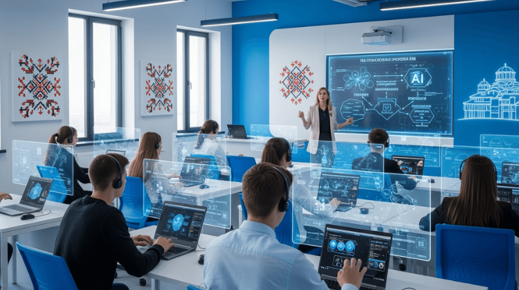 Modern Classroom With Ai Technology Presentation