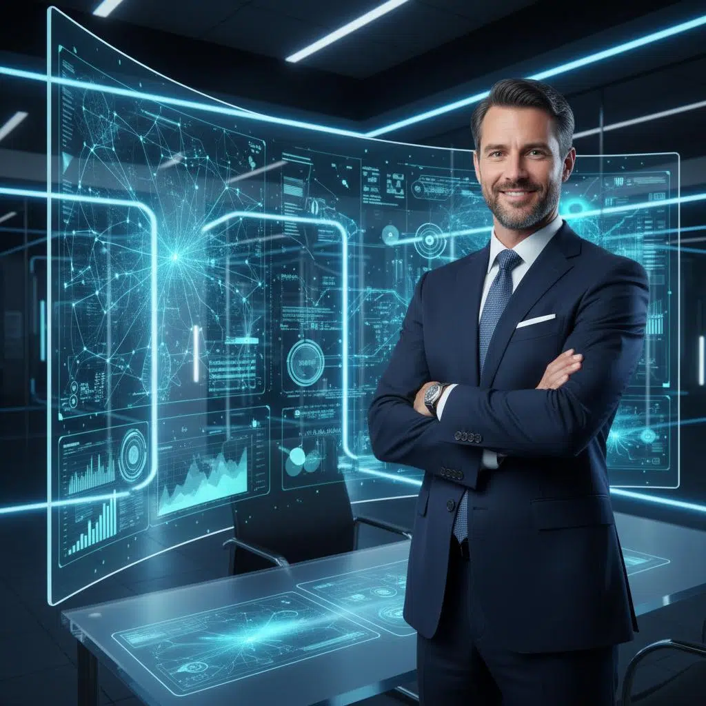 Businessman In A HighTech Environment