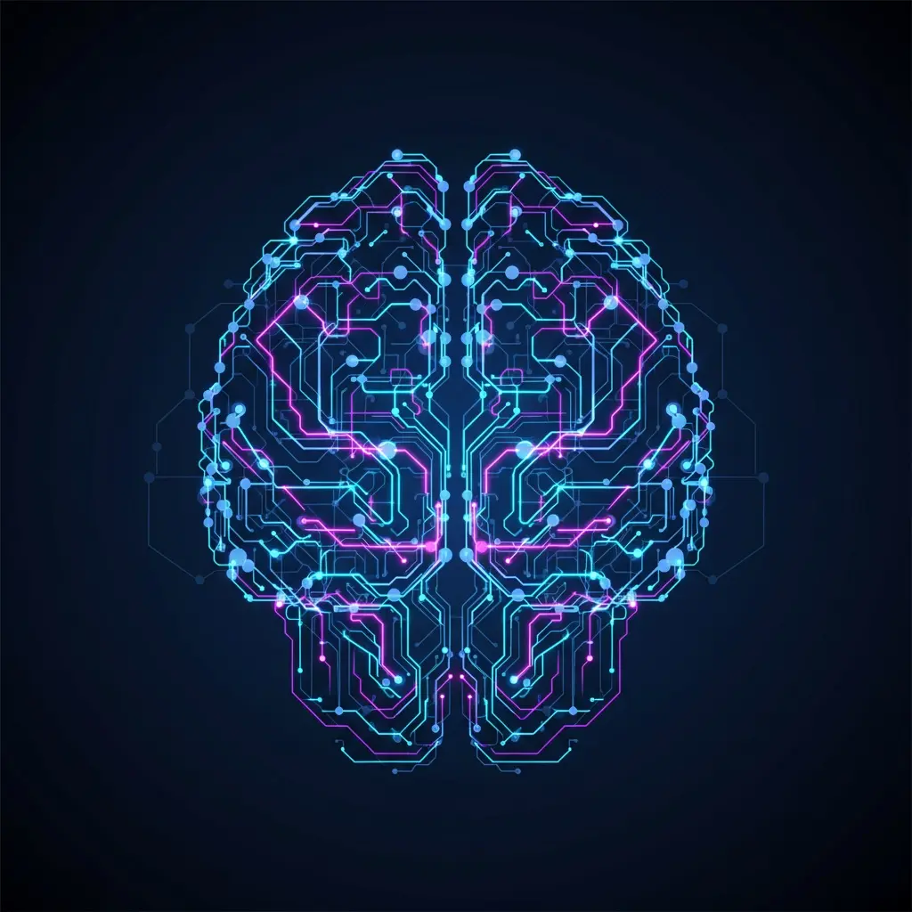 Secure Ai Services Abstract Ai Artificial Intelligence Visualization With Neural Network Patterns And Interconnected Digital Nodes On Dark Blue Background