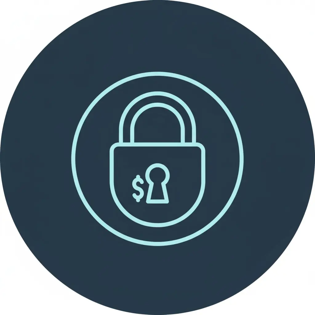 Secure Ai Services Simple Lock Icon On Blue Background Representing Security And Data Protection